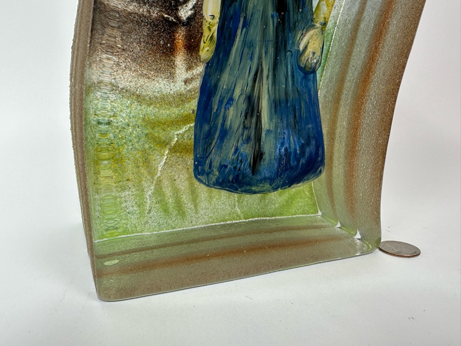 Stephanie Trenchard Sand Cast Glass Sculptures With Hovering Hand Sculpted Figures Of 1) Woman, 2) House, 3) The Sun / Popelka Trenchard Glass / 3 Glass Sculptures Stack To Form Totem - Very Heavy Retails $4,200 [Photo 41]