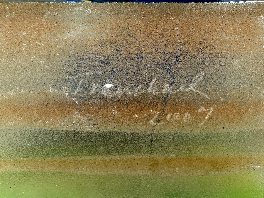 Stephanie Trenchard Sand Cast Glass Sculptures With Hovering Hand Sculpted Figures Of 1) Woman, 2) House, 3) The Sun / Popelka Trenchard Glass / 3 Glass Sculptures Stack To Form Totem - Very Heavy Retails $4,200 [Photo 49]