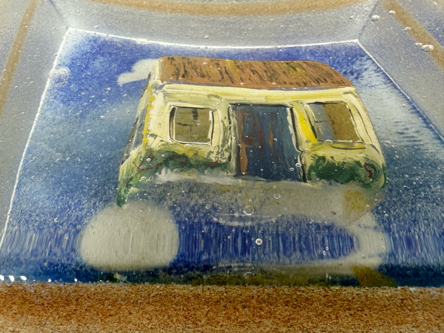 Stephanie Trenchard Sand Cast Glass Sculptures With Hovering Hand Sculpted Figures Of 1) Woman, 2) House, 3) The Sun / Popelka Trenchard Glass / 3 Glass Sculptures Stack To Form Totem - Very Heavy Retails $4,200 [Photo 17]