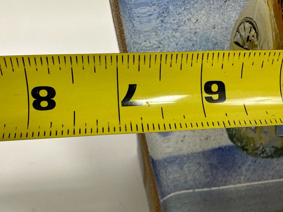 Stephanie Trenchard Sand Cast Glass Sculptures With Hovering Hand Sculpted Figures Of 1) Woman, 2) House, 3) The Sun / Popelka Trenchard Glass / 3 Glass Sculptures Stack To Form Totem - Very Heavy Retails $4,200 [Photo 19]