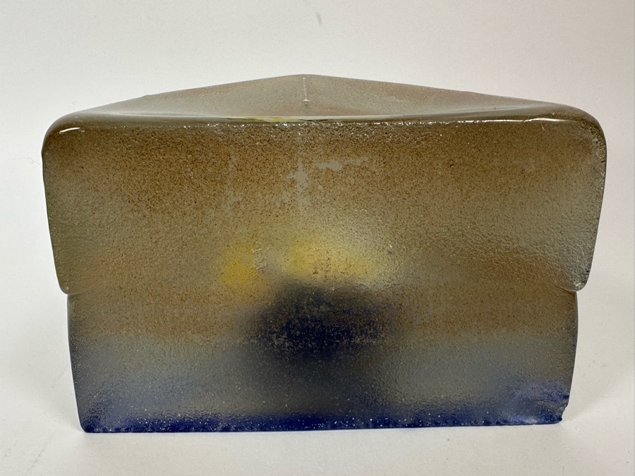 Stephanie Trenchard Sand Cast Glass Sculptures With Hovering Hand Sculpted Figures Of 1) Woman, 2) House, 3) The Sun / Popelka Trenchard Glass / 3 Glass Sculptures Stack To Form Totem - Very Heavy Retails $4,200 [Photo 32]