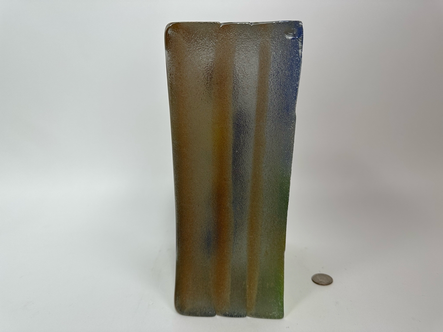 Stephanie Trenchard Sand Cast Glass Sculptures With Hovering Hand Sculpted Figures Of 1) Woman, 2) House, 3) The Sun / Popelka Trenchard Glass / 3 Glass Sculptures Stack To Form Totem - Very Heavy Retails $4,200 [Photo 45]