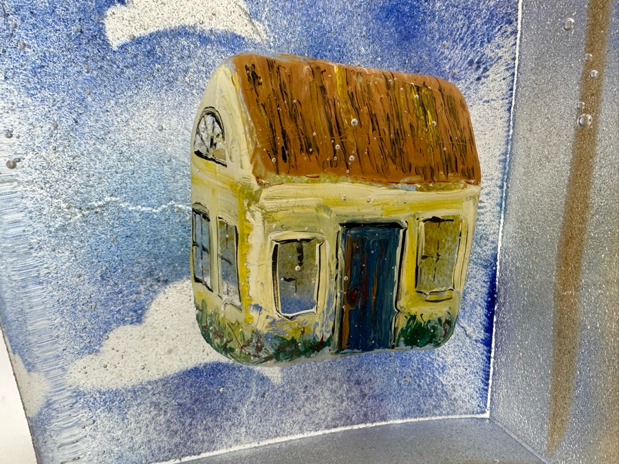 Stephanie Trenchard Sand Cast Glass Sculptures With Hovering Hand Sculpted Figures Of 1) Woman, 2) House, 3) The Sun / Popelka Trenchard Glass / 3 Glass Sculptures Stack To Form Totem - Very Heavy Retails $4,200 [Photo 9]