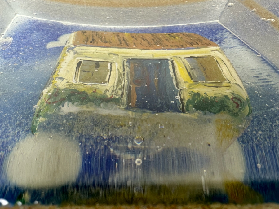 Stephanie Trenchard Sand Cast Glass Sculptures With Hovering Hand Sculpted Figures Of 1) Woman, 2) House, 3) The Sun / Popelka Trenchard Glass / 3 Glass Sculptures Stack To Form Totem - Very Heavy Retails $4,200 [Photo 18]