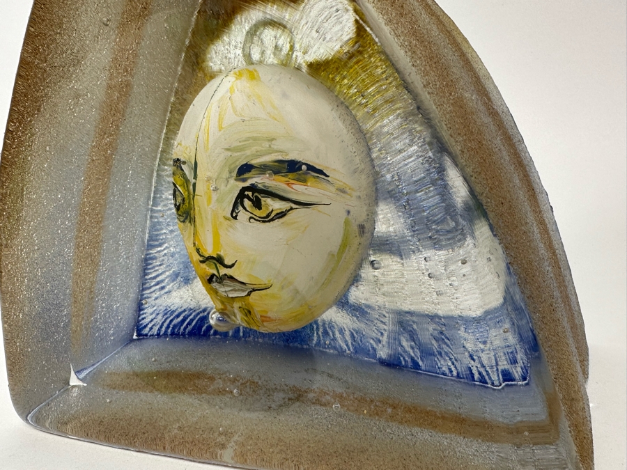 Stephanie Trenchard Sand Cast Glass Sculptures With Hovering Hand Sculpted Figures Of 1) Woman, 2) House, 3) The Sun / Popelka Trenchard Glass / 3 Glass Sculptures Stack To Form Totem - Very Heavy Retails $4,200 [Photo 27]