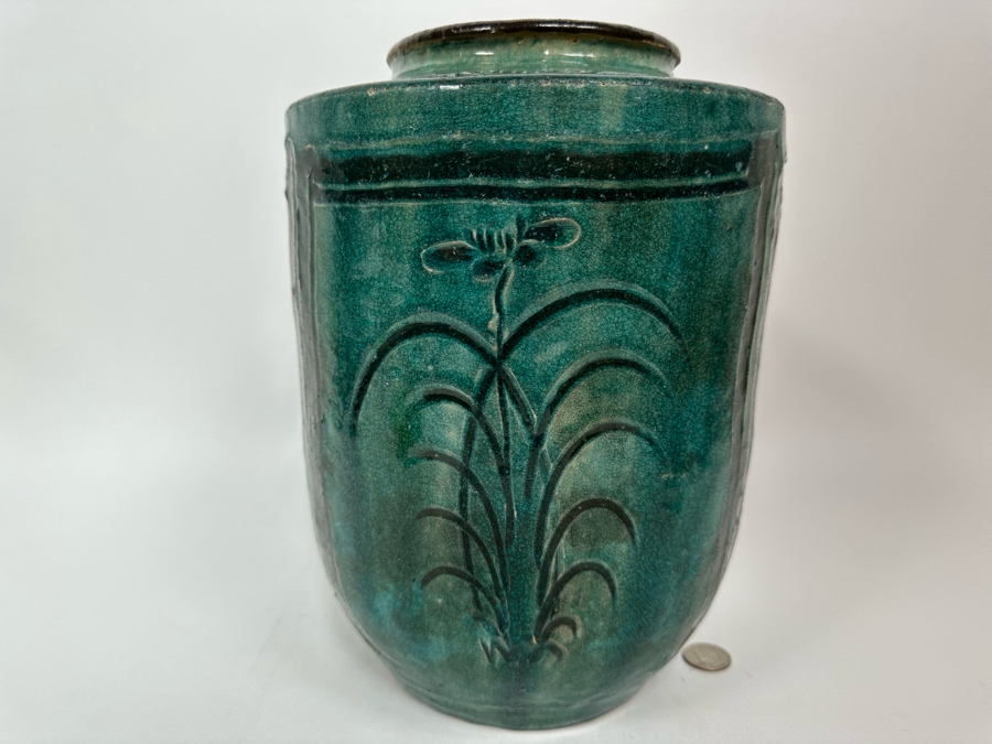 Antique Chinese Glazed Ceramic Bird Jar Pottery Circa 1850 8W X 11.5H [Photo 7]