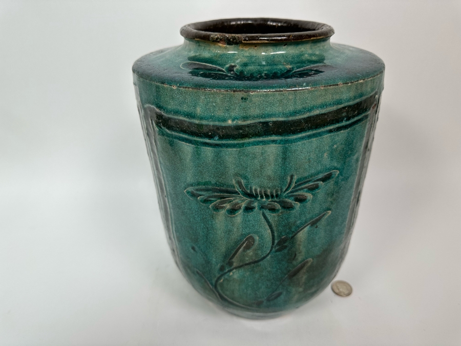 Antique Chinese Glazed Ceramic Bird Jar Pottery Circa 1850 8W X 11.5H [Photo 6]