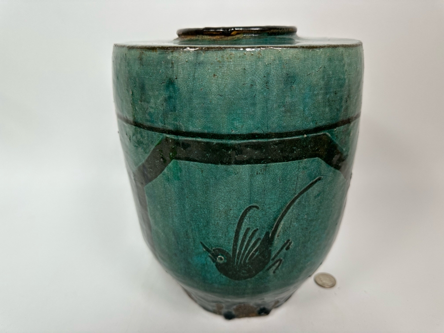 Antique Chinese Glazed Ceramic Bird Jar Pottery Circa 1850 10.5H [Photo 9]