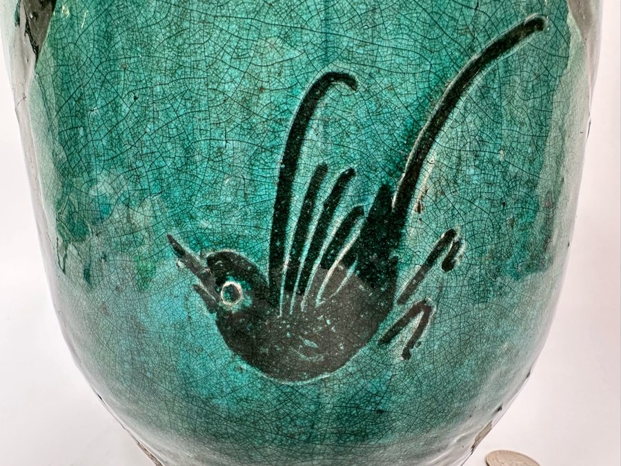 Antique Chinese Glazed Ceramic Bird Jar Pottery Circa 1850 10.5H [Photo 10]