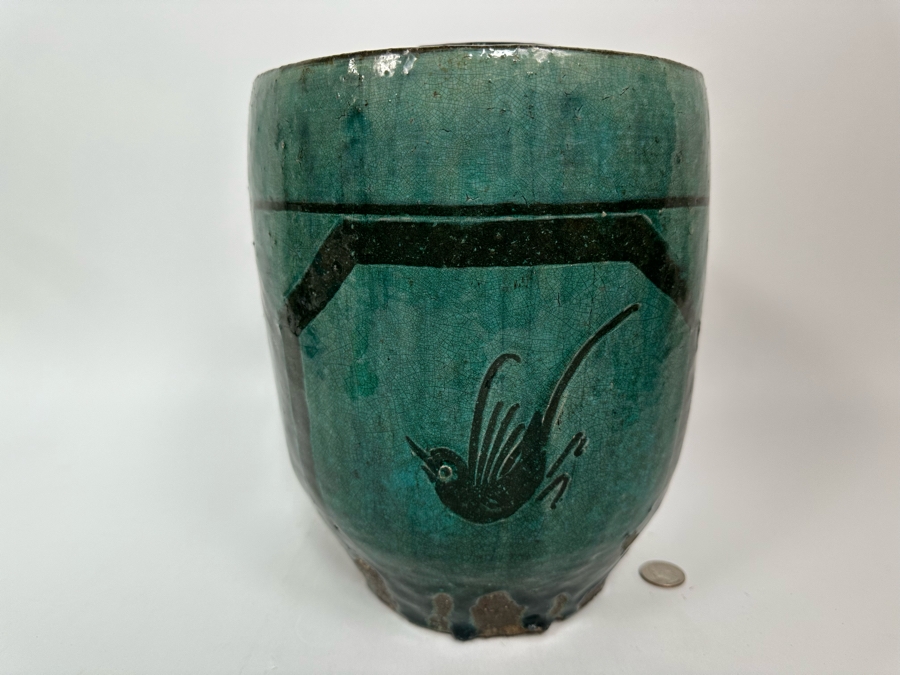 Antique Chinese Glazed Ceramic Bird Jar Pottery Circa 1850 10.5H [Photo 8]