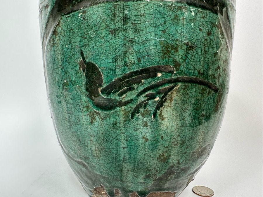 Antique Chinese Glazed Ceramic Bird Jar Pottery Circa 1850 8.5W X 10.5H [Photo 9]