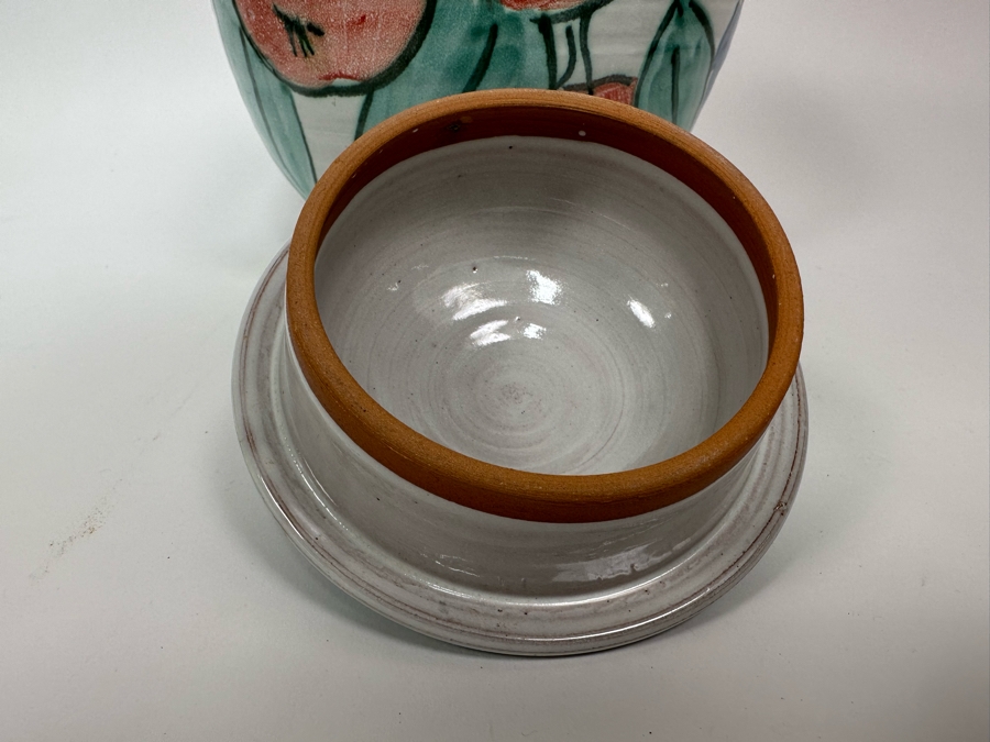 Hand Painted Art Pottery Jar With Lid Unattributed 11H [Photo 8]