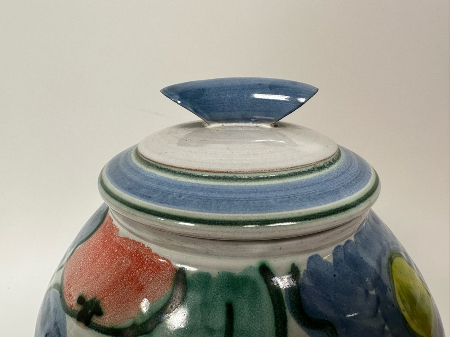 Hand Painted Art Pottery Jar With Lid Unattributed 11H [Photo 7]