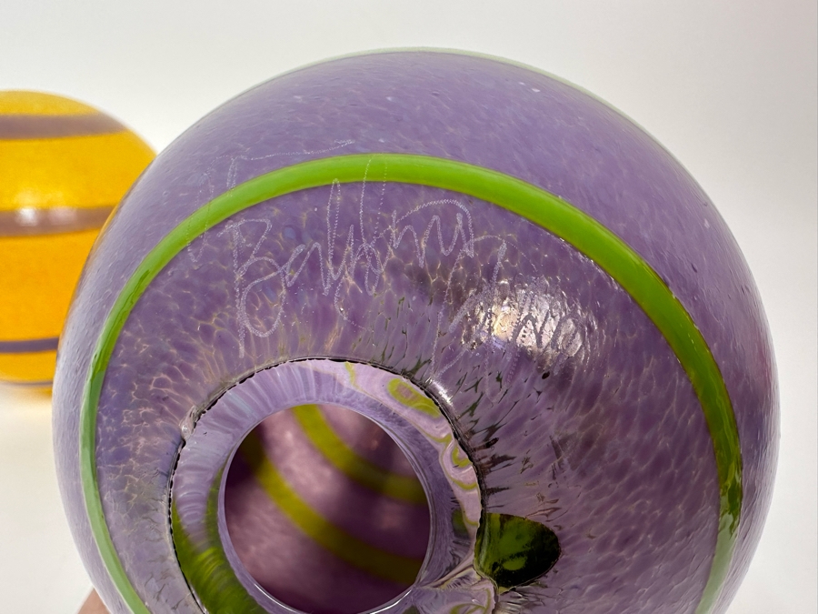 Three Hand Signed Art Glass Balls 5W X 5.5H [Photo 14]
