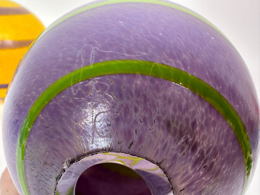Three Hand Signed Art Glass Balls 5W X 5.5H [Photo 15]