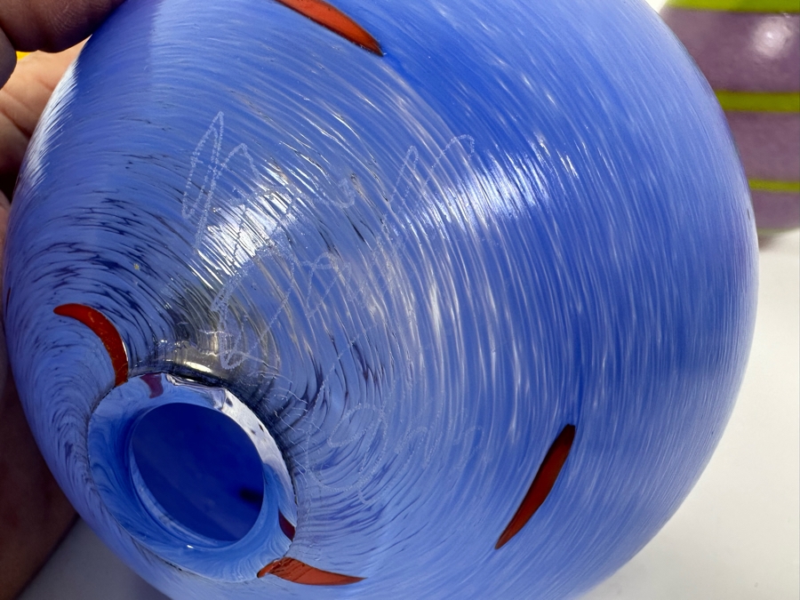Three Hand Signed Art Glass Balls 5W X 5.5H [Photo 9]