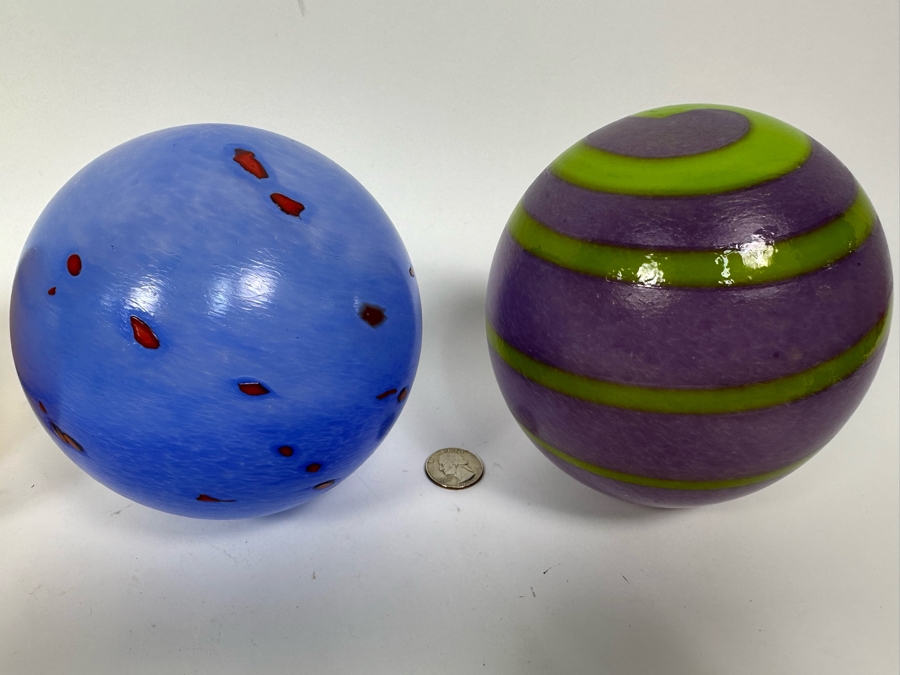 Three Hand Signed Art Glass Balls 5W X 5.5H [Photo 7]