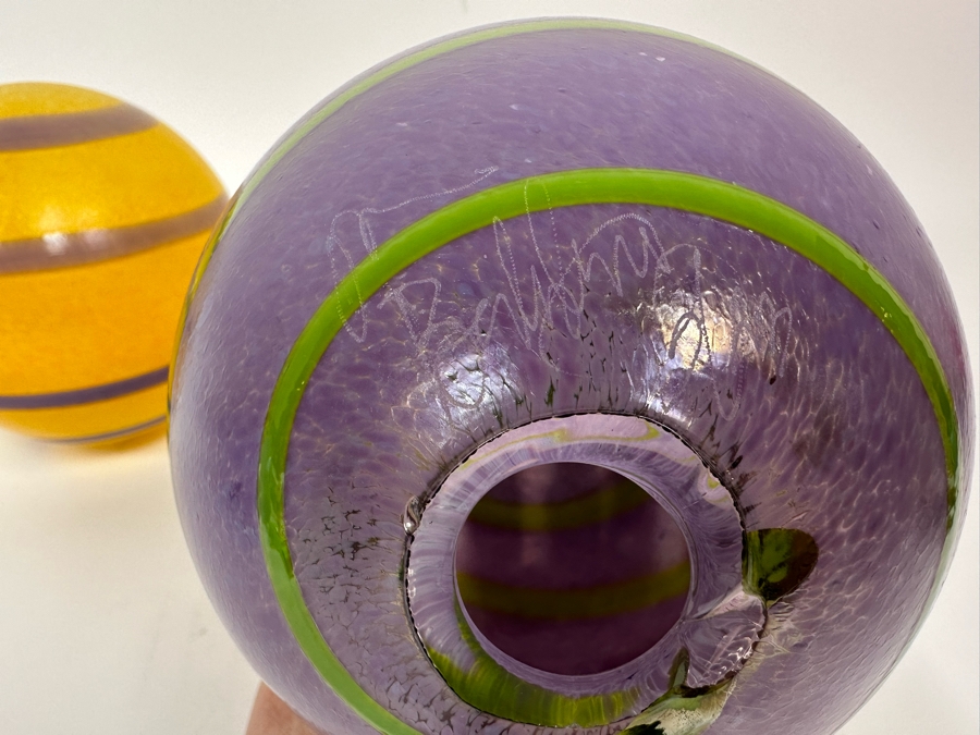 Three Hand Signed Art Glass Balls 5W X 5.5H [Photo 12]