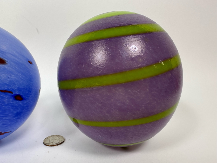 Three Hand Signed Art Glass Balls 5W X 5.5H [Photo 6]
