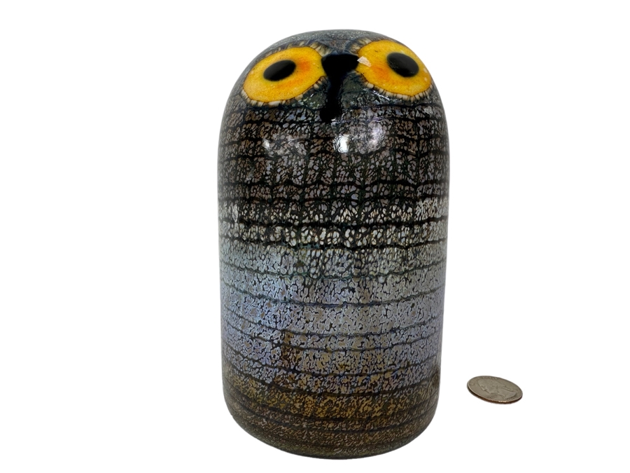Oiva Toikka (Finland) Art Glass Barn Owl Bird By Iittala 4W X 6H Retails $465 [Photo 1]