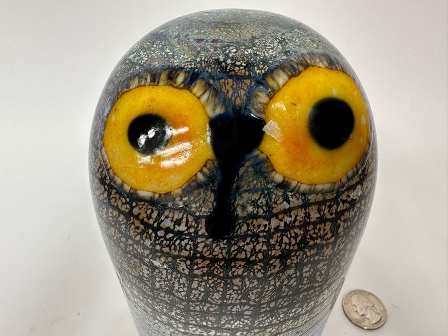 Oiva Toikka (Finland) Art Glass Barn Owl Bird By Iittala 4W X 6H Retails $465 [Photo 5]