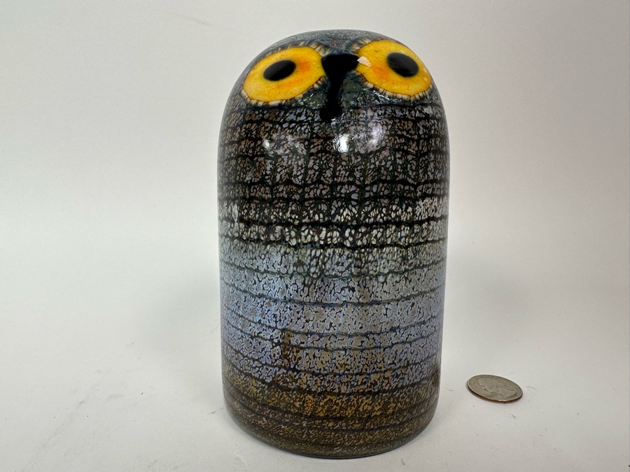 Oiva Toikka (Finland) Art Glass Barn Owl Bird By Iittala 4W X 6H Retails $465 [Photo 3]