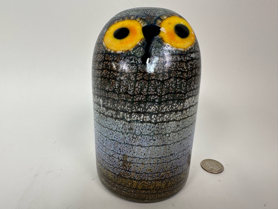 Oiva Toikka (Finland) Art Glass Barn Owl Bird By Iittala 4W X 6H Retails $465 [Photo 4]