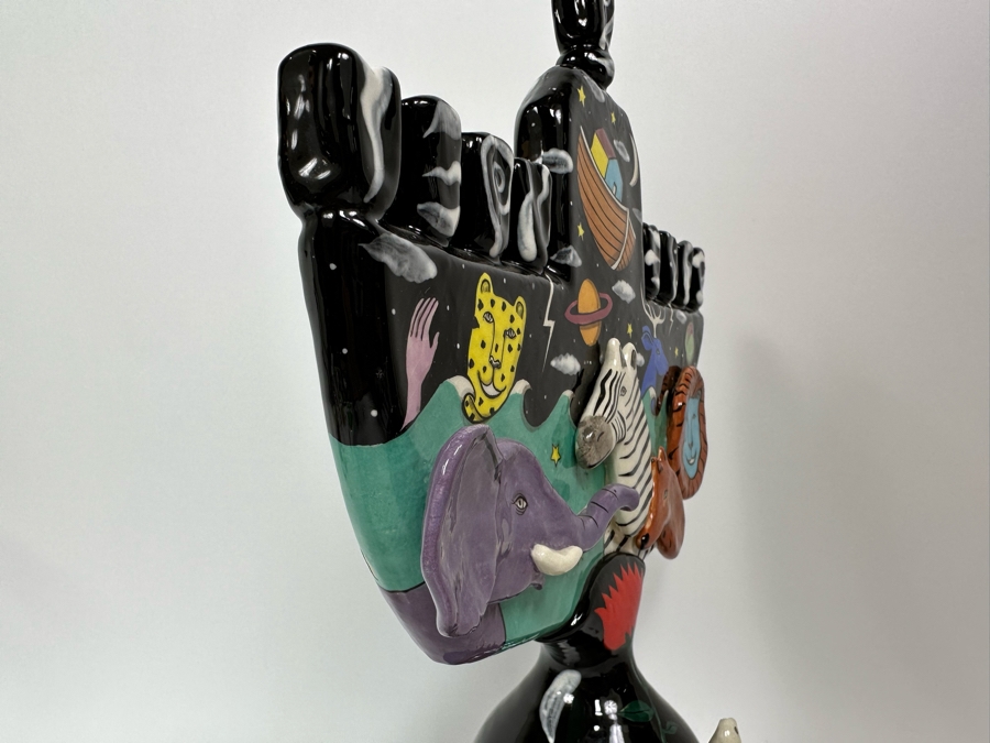 Garson-Pakele Hand Painted Noah's Ark Menorah With Slight Chip In Base 11W X 6D X 16H [Photo 8]