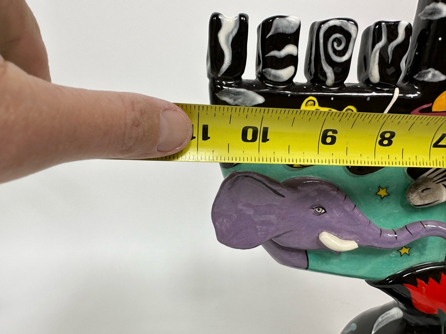 Garson-Pakele Hand Painted Noah's Ark Menorah With Slight Chip In Base 11W X 6D X 16H [Photo 13]