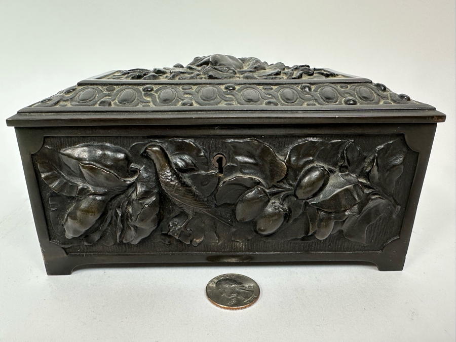 Antique Relief Bronze Box 7W X 4.5D X 3.5H [Photo 13]