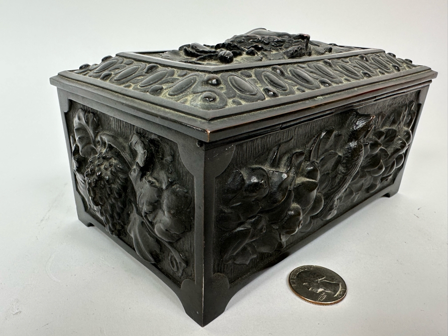 Antique Relief Bronze Box 7W X 4.5D X 3.5H [Photo 7]