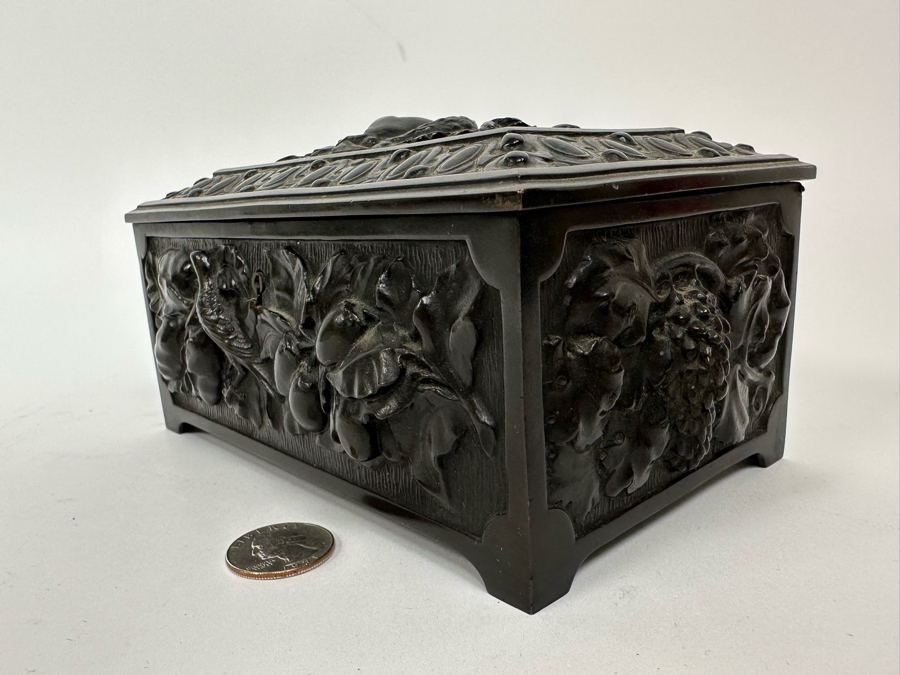 Antique Relief Bronze Box 7W X 4.5D X 3.5H [Photo 15]