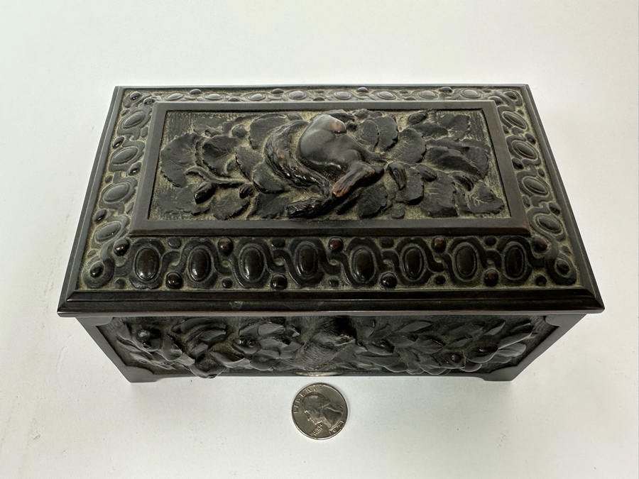 Antique Relief Bronze Box 7W X 4.5D X 3.5H [Photo 5]