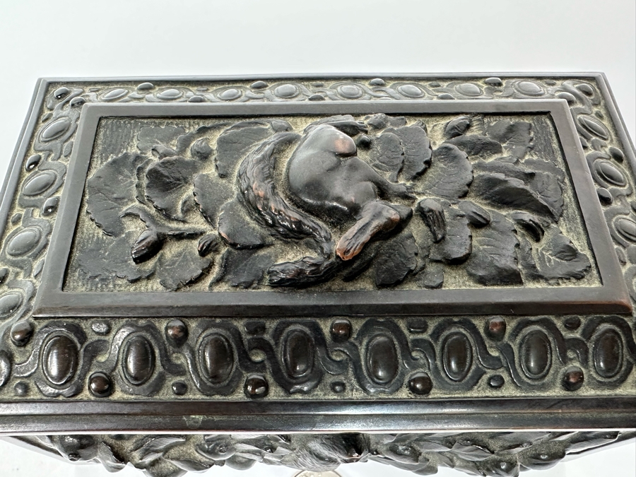 Antique Relief Bronze Box 7W X 4.5D X 3.5H [Photo 6]