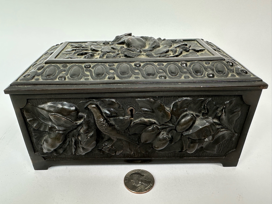 Antique Relief Bronze Box 7W X 4.5D X 3.5H [Photo 10]