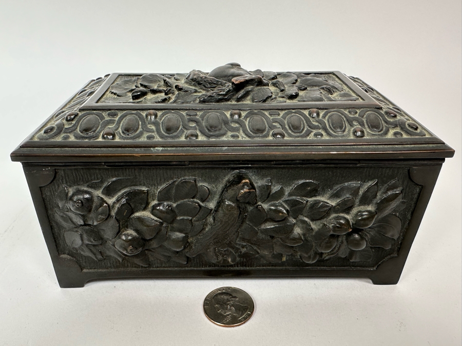 Antique Relief Bronze Box 7W X 4.5D X 3.5H [Photo 3]