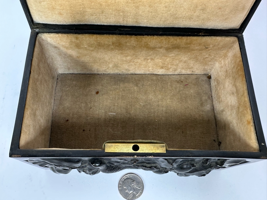 Antique Relief Bronze Box 7W X 4.5D X 3.5H