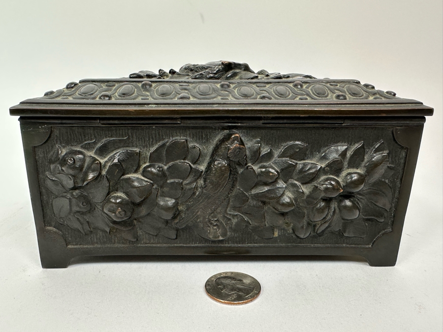 Antique Relief Bronze Box 7W X 4.5D X 3.5H [Photo 16]