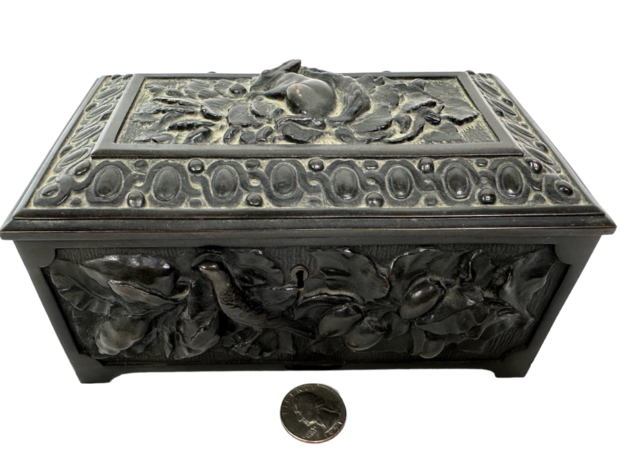 Antique Relief Bronze Box 7W X 4.5D X 3.5H [Photo 1]