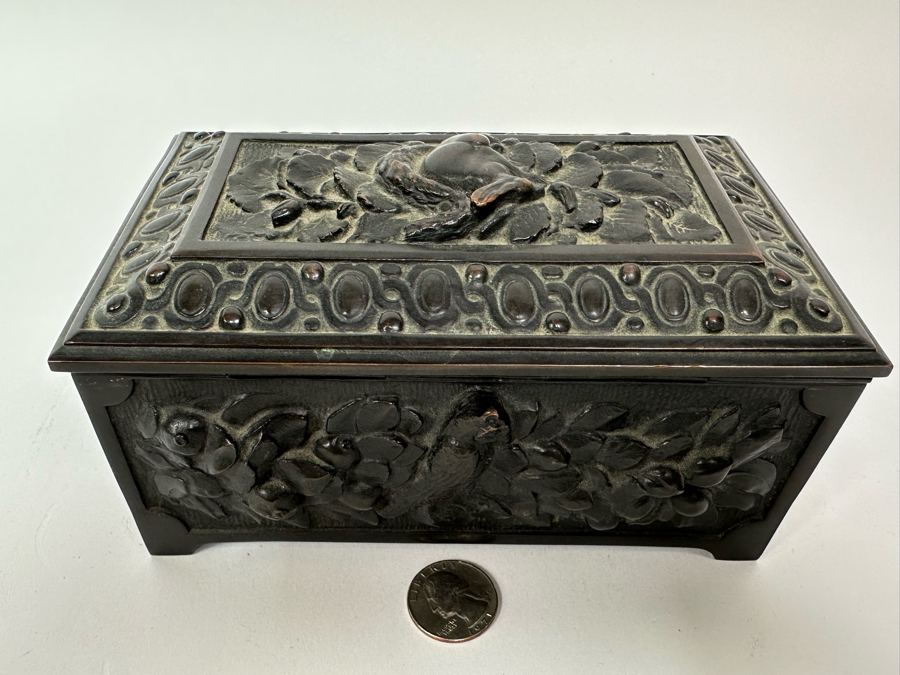 Antique Relief Bronze Box 7W X 4.5D X 3.5H [Photo 4]