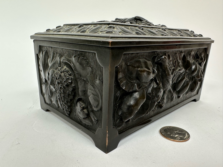 Antique Relief Bronze Box 7W X 4.5D X 3.5H [Photo 14]