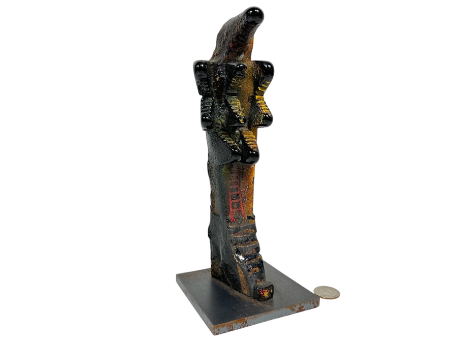 Bertil Vallien (b. 1938, Sweden) Original Rare Kosta Boda Glass Sculpture Of Figure With Stairs On Steel Base One Of A Kind 4W X 4D X 10H Estimate $2,500