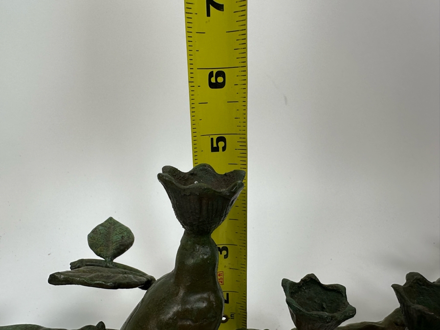 Ilana Goor (b. 1936, Israel) Bronze Figural Menorah Featuring Two Signed Birds, Two Signed Turtles And A Signed Branch With Nine Candle Holders 25W X 8D X 5H [Photo 14]