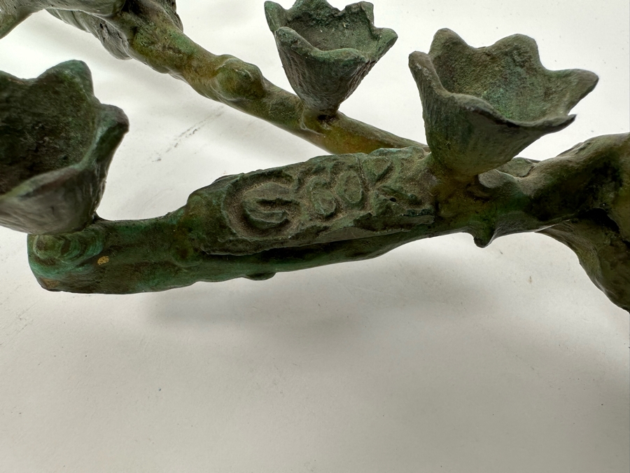 Ilana Goor (b. 1936, Israel) Bronze Figural Menorah Featuring Two Signed Birds, Two Signed Turtles And A Signed Branch With Nine Candle Holders 25W X 8D X 5H [Photo 4]