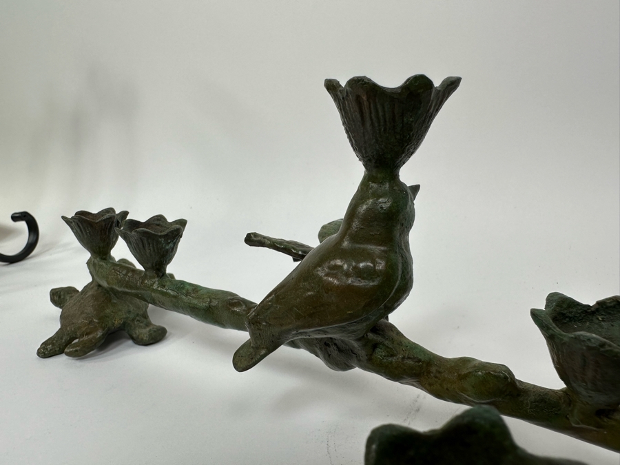 Ilana Goor (b. 1936, Israel) Bronze Figural Menorah Featuring Two Signed Birds, Two Signed Turtles And A Signed Branch With Nine Candle Holders 25W X 8D X 5H [Photo 6]