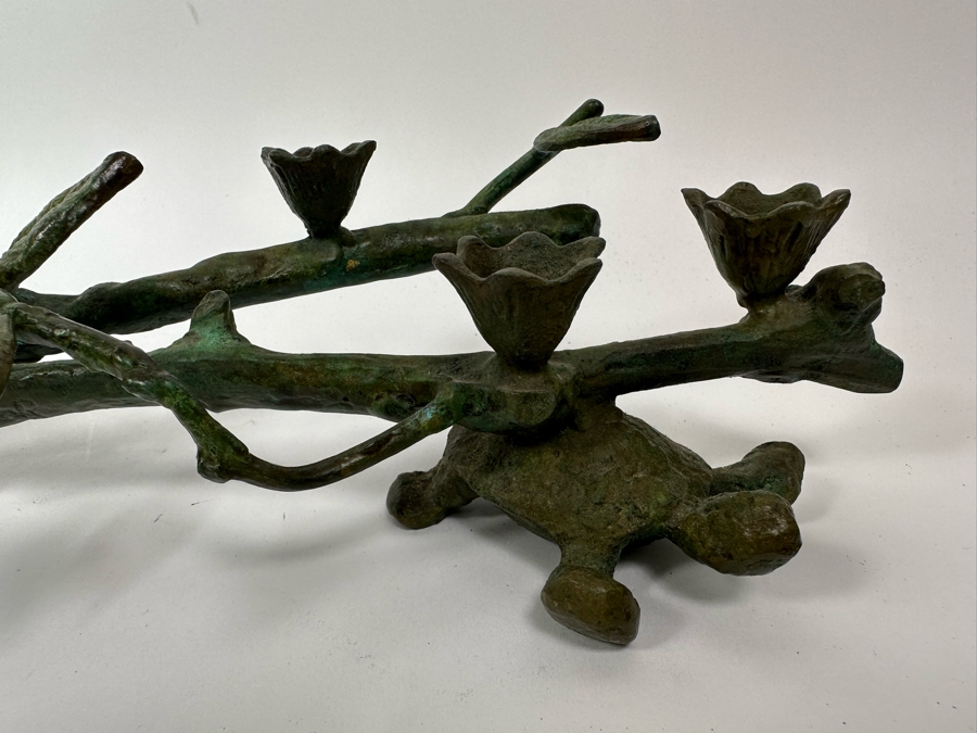 Ilana Goor (b. 1936, Israel) Bronze Figural Menorah Featuring Two Signed Birds, Two Signed Turtles And A Signed Branch With Nine Candle Holders 25W X 8D X 5H [Photo 10]