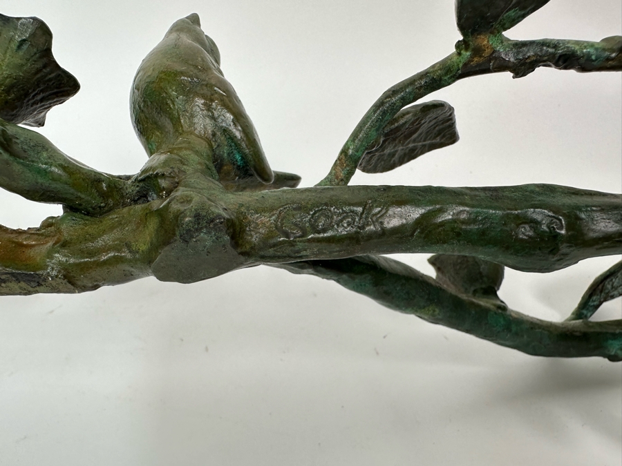 Ilana Goor (b. 1936, Israel) Bronze Figural Menorah Featuring Two Signed Birds, Two Signed Turtles And A Signed Branch With Nine Candle Holders 25W X 8D X 5H [Photo 20]