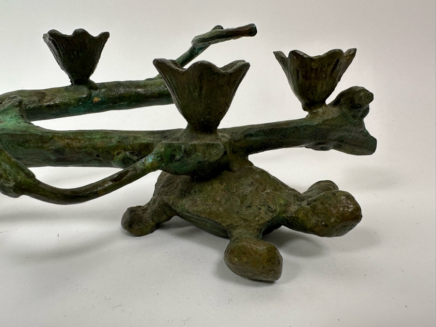 Ilana Goor (b. 1936, Israel) Bronze Figural Menorah Featuring Two Signed Birds, Two Signed Turtles And A Signed Branch With Nine Candle Holders 25W X 8D X 5H [Photo 11]
