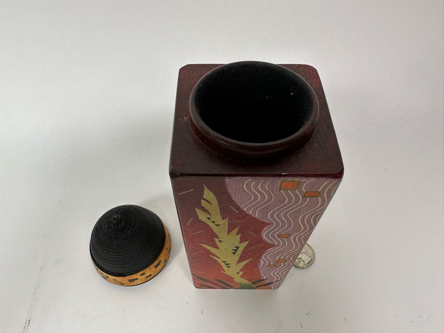 Artist Signed Hand Painted Judaica Wooden Charity Box Tzedakah Box 8.5H [Photo 14]