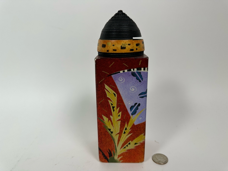 Artist Signed Hand Painted Judaica Wooden Charity Box Tzedakah Box 8.5H [Photo 10]